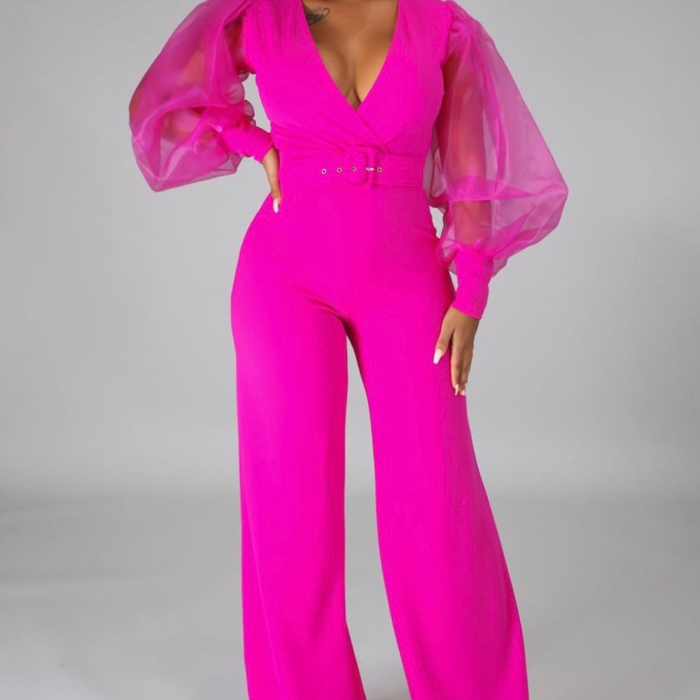 Mesh Sleeve Jumpsuit